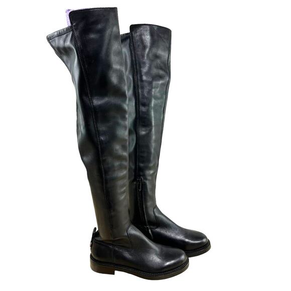 Sam Edelman NWOB Narisa Over The Knee Black Boots Size 6.5 Leather Side Zip - Picture 1 of 7